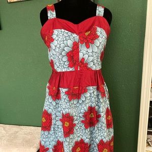 Handmade vintage reproduction blue and red dress